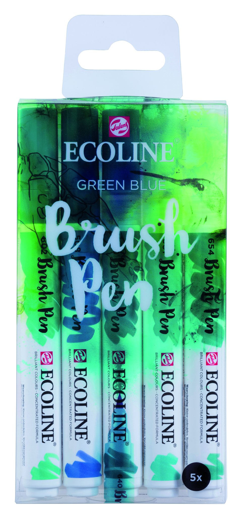 Ecoline Green Blue Brush 5 Pen Set Ecoline brush pens